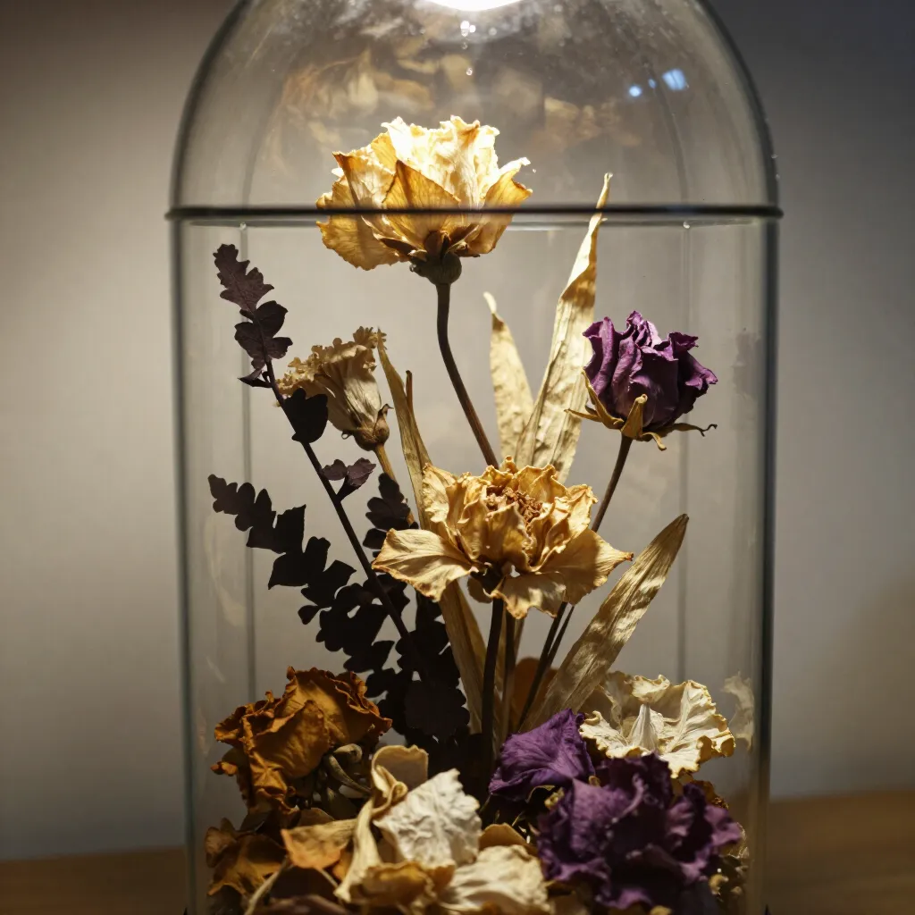Detailed view of preserved flower petals